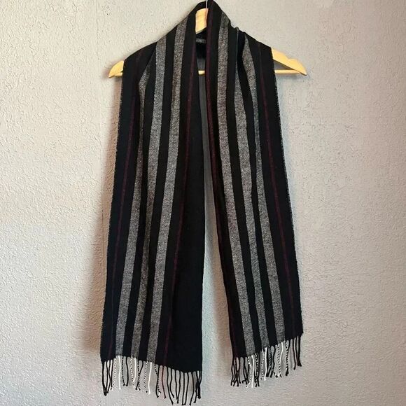 Italy Designed Cashmere Feel Striped Fringe Scarf - Picture 2 of 4